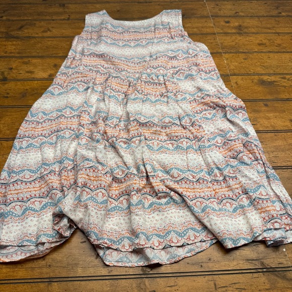 Umgee USA Women's Embroidered Tank Dress Abstract Print Blue Orange Size L - Picture 5 of 5